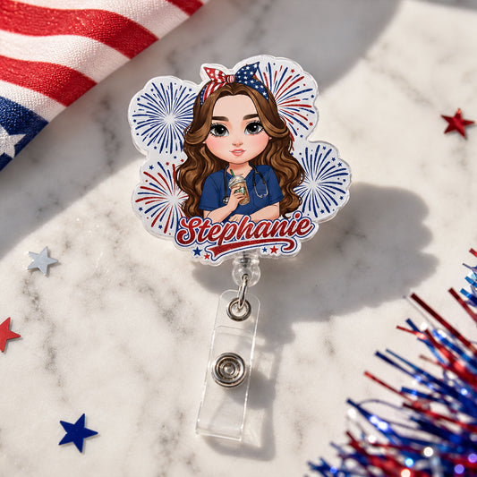 Freedom Nurse Vibes - Personalized Nurse Badge Reel