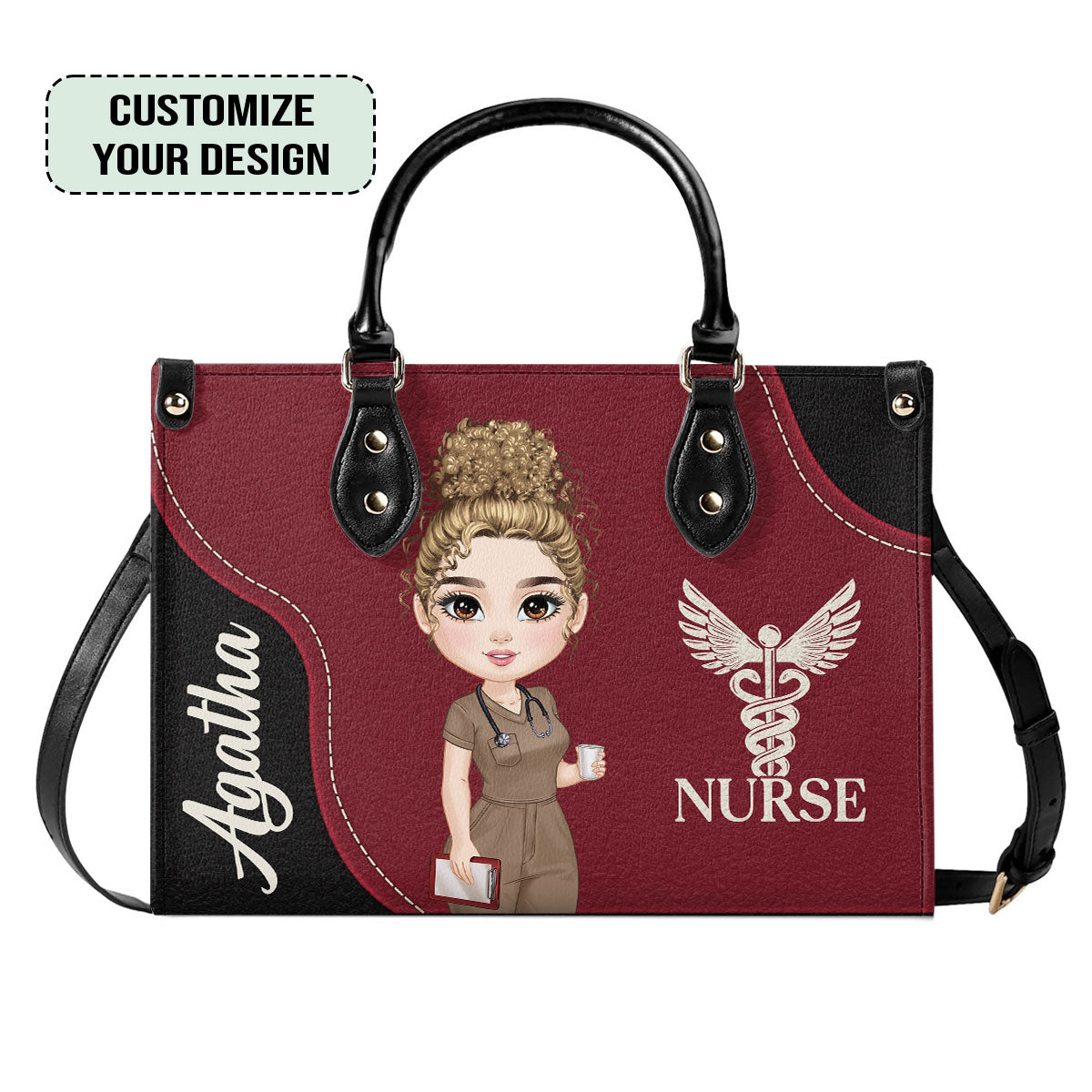 Personalized Custom Nurse Leather Handbag