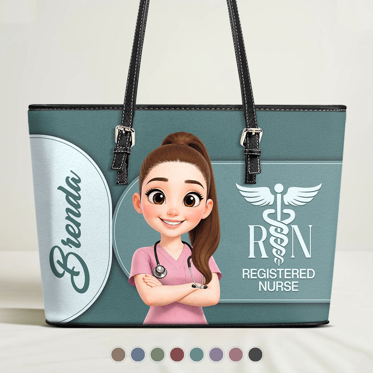 Carefully Dedicated - Personalized Custom Nurse Leather Tote Bag