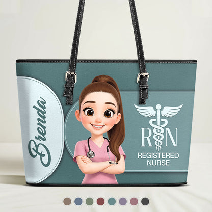 Carefully Dedicated - Personalized Custom Nurse Leather Tote Bag