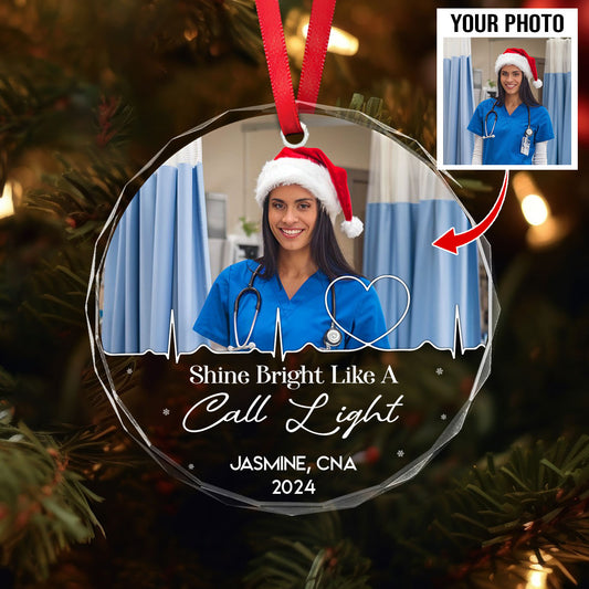 Personalized Nurse Circle Glass Ornament