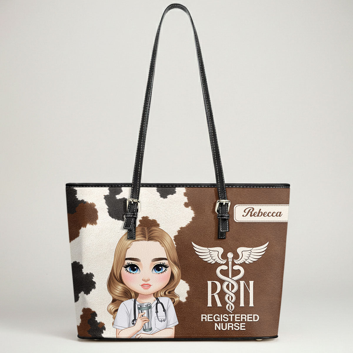 Signature Nurse - Personalized Custom Nurse Leather Tote Bag