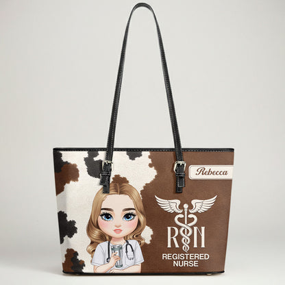 Signature Nurse - Personalized Custom Nurse Leather Tote Bag