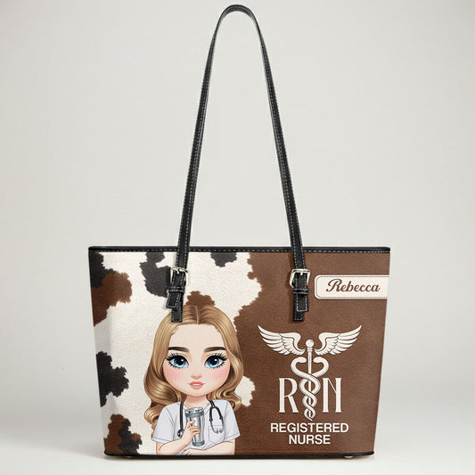 Signature Nurse - Personalized Custom Nurse Leather Tote Bag