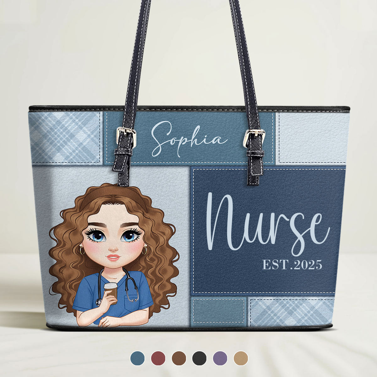 Nurse Est 2025 - Personalized Custom Nurse Leather Tote Bag