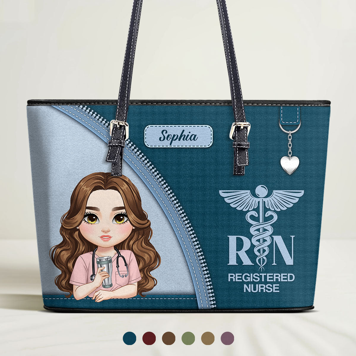Nurse With Elegant Style - Personalized Custom Nurse Leather Tote Bag