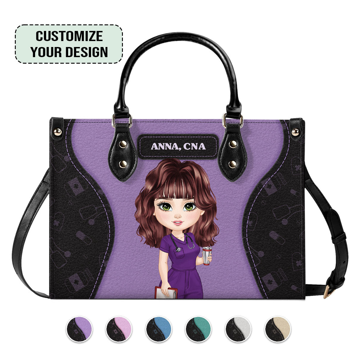 Glowy Nurse - Personalized Custom Leather Handbag