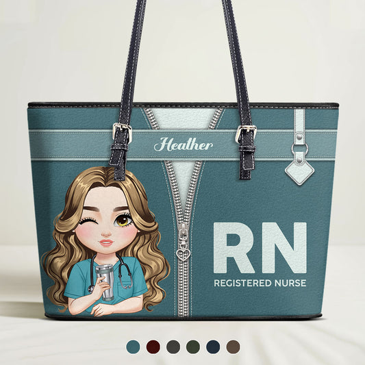 As A Nurse - Personalized Custom Nurse Leather Tote Bag