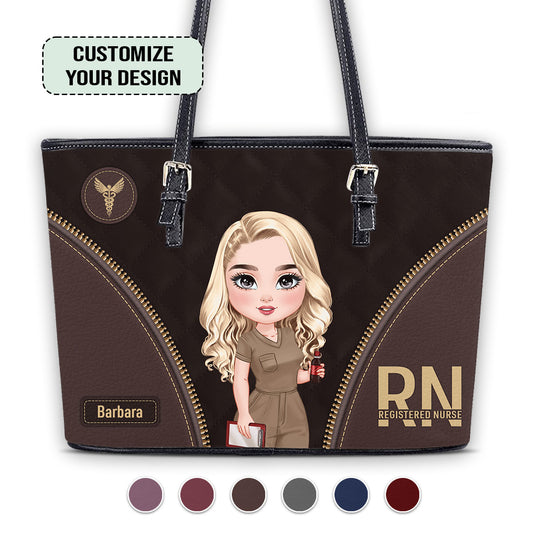 Humble Nurse - Personalized Custom Nurse Leather Tote Bag