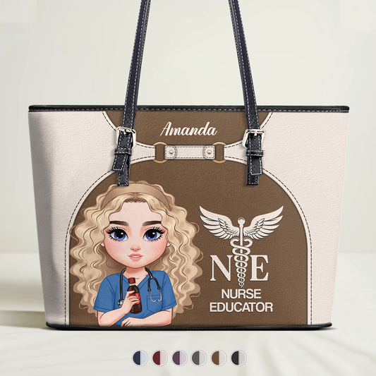Nurse Harmony Life - Personalized Custom Nurse Leather Tote Bag