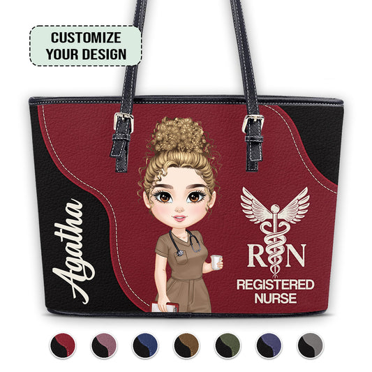 Nurse With Love - Personalized Custom Nurse Leather Tote Bag