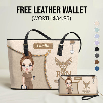 Watercolor Nurse - Personalized Custom Nurse Leather Tote Bag Deal