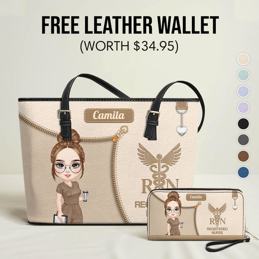 Watercolor Nurse - Personalized Custom Nurse Leather Tote Bag Deal