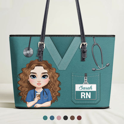 Nurse Perfect Scrub - Personalized Custom Nurse Leather Tote Bag