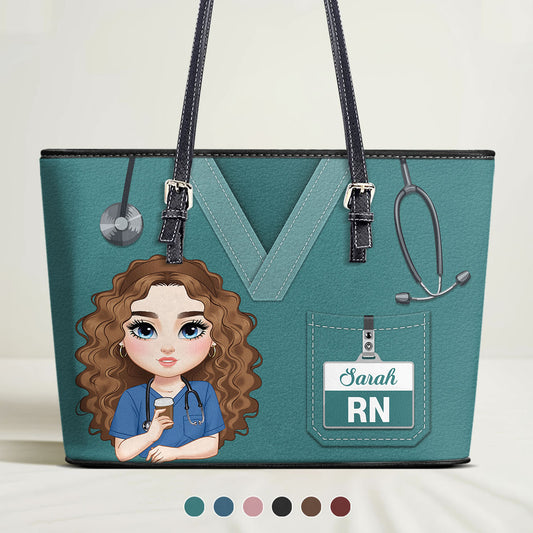 Nurse Perfect Scrub - Personalized Custom Nurse Leather Tote Bag