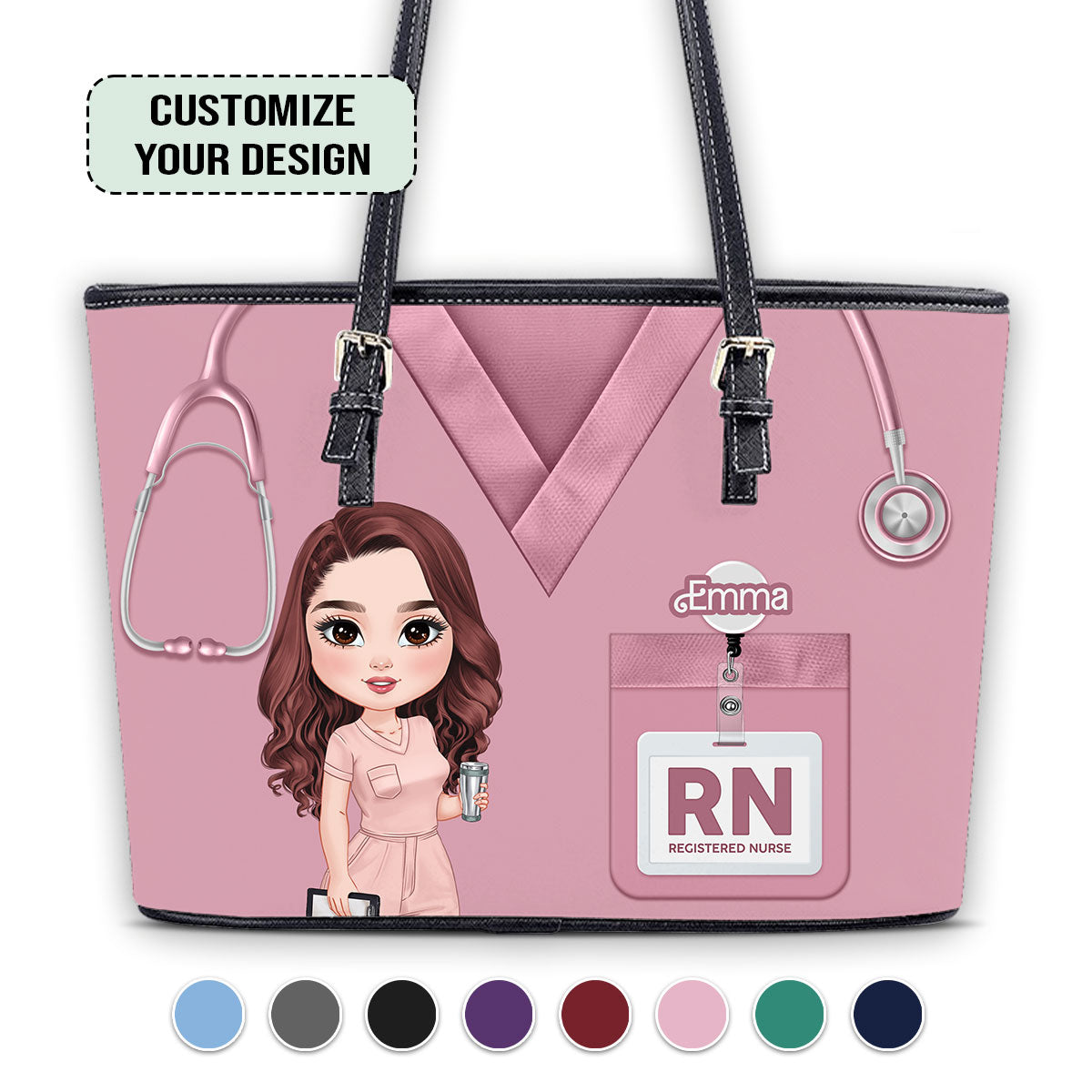 Real Nurse - Personalized Custom Nurse Leather Tote Bag