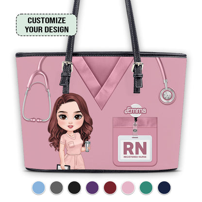 Real Nurse - Personalized Custom Nurse Leather Tote Bag