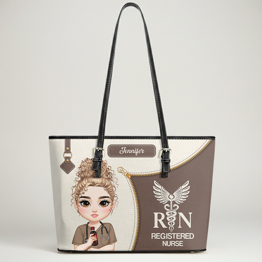 Elevated Nurse Life - Personalized Custom Nurse Leather Tote Bag