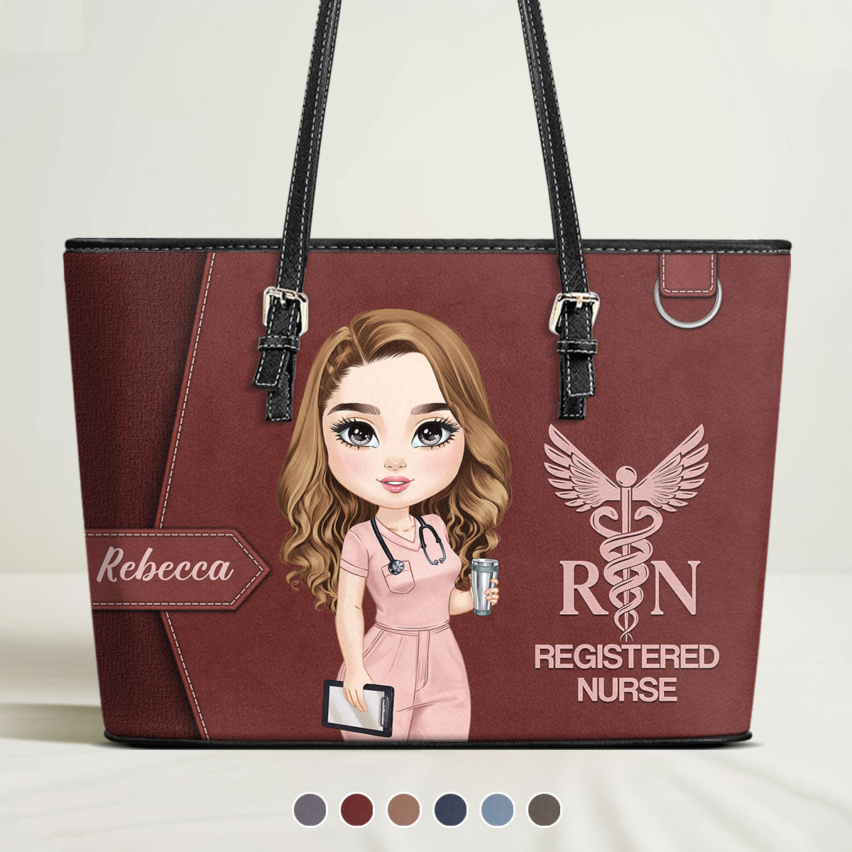 Devoted Nurse Life - Personalized Custom Nurse Leather Tote Bag