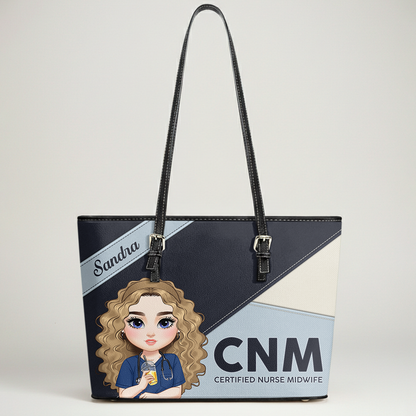Nurse Kind Soul - Personalized Custom Nurse Leather Tote Bag