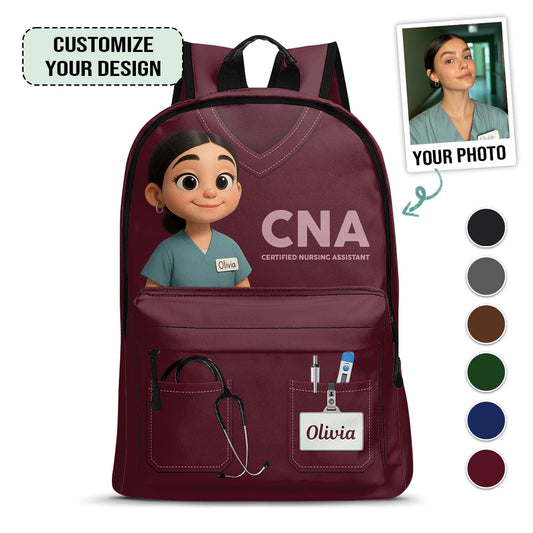 Nurse Scrubs Life Cartoon - Personalized Backpack - nurse bag for work