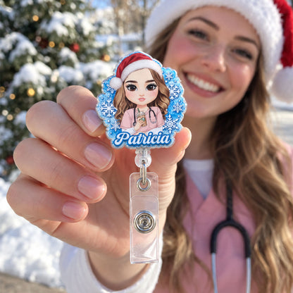 Festive Nurse Vibes - Personalized Nurse Badge Reel