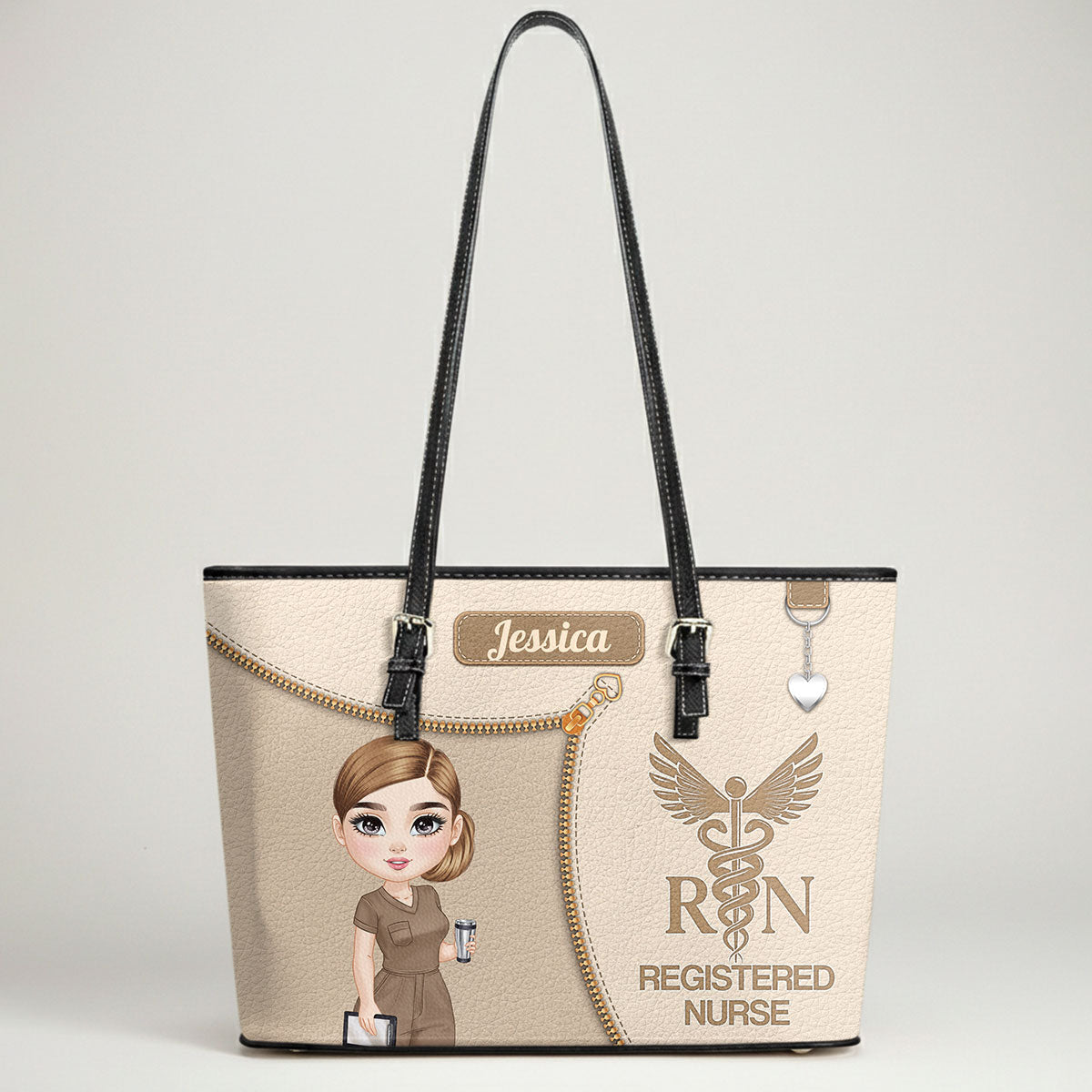 Watercolor Nurse - Personalized Custom Nurse Leather Tote Bag