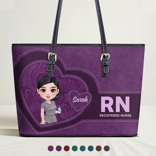 Sweet Nurse - Personalized Custom Nurse Leather Tote Bag