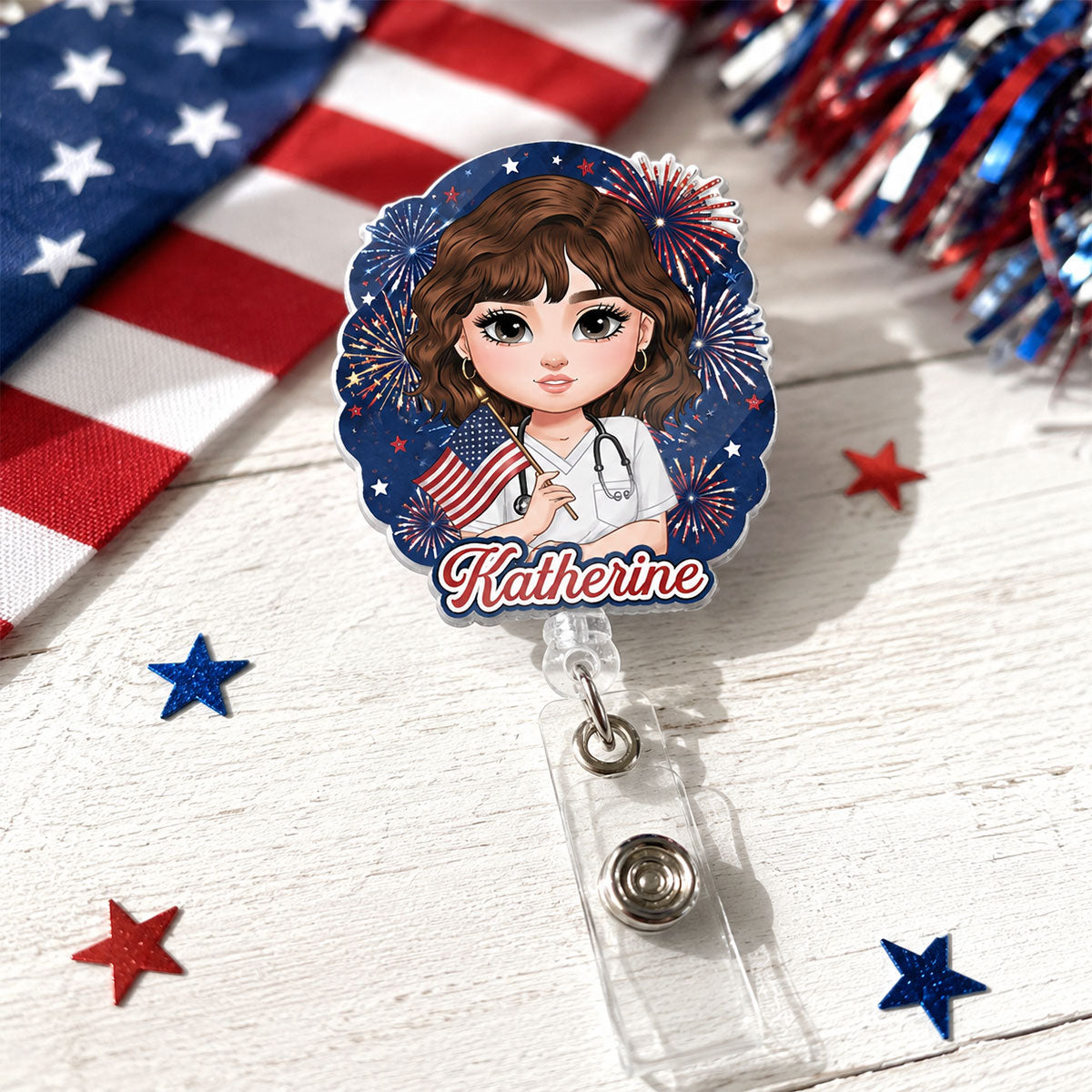Firework Nurse Mood - Personalized Nurse Badge Reel