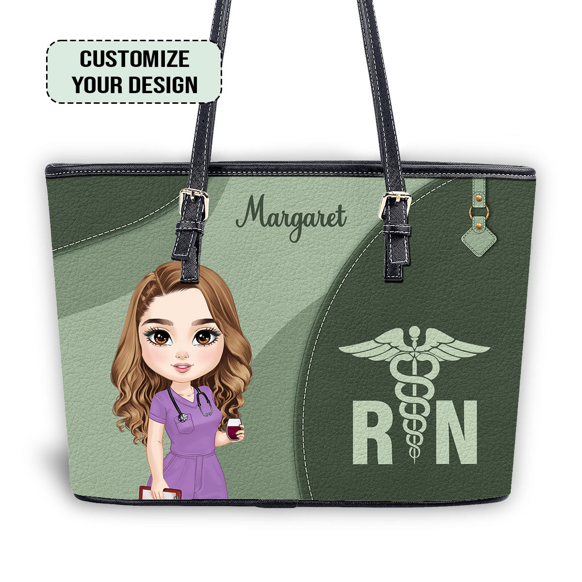 Amazing Nursing Life - Personalized Custom Nurse Leather Tote Bag