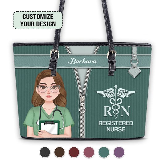 Corduroy Nurse - Personalized Custom Nurse Leather Tote Bag