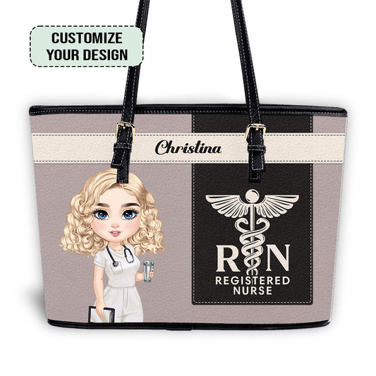 Aesthetic Nurse Style - Personalized Custom Nurse Leather Tote Bag