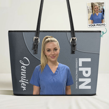 Refined Nurse Life Photo - Personalized Custom Nurse Leather Tote Bag