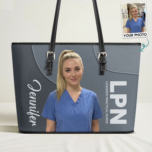 Refined Nurse Life Photo - Personalized Custom Nurse Leather Tote Bag