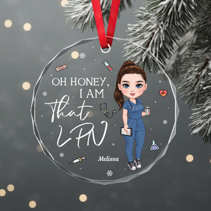 Oh Honey Nurse - Personalized Nurse Circle Glass Ornament