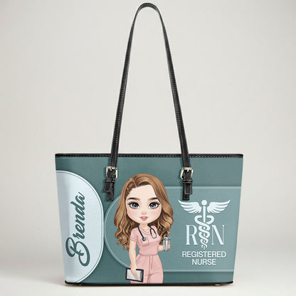 Gracefully Nursing - Personalized Custom Nurse Leather Tote Bag