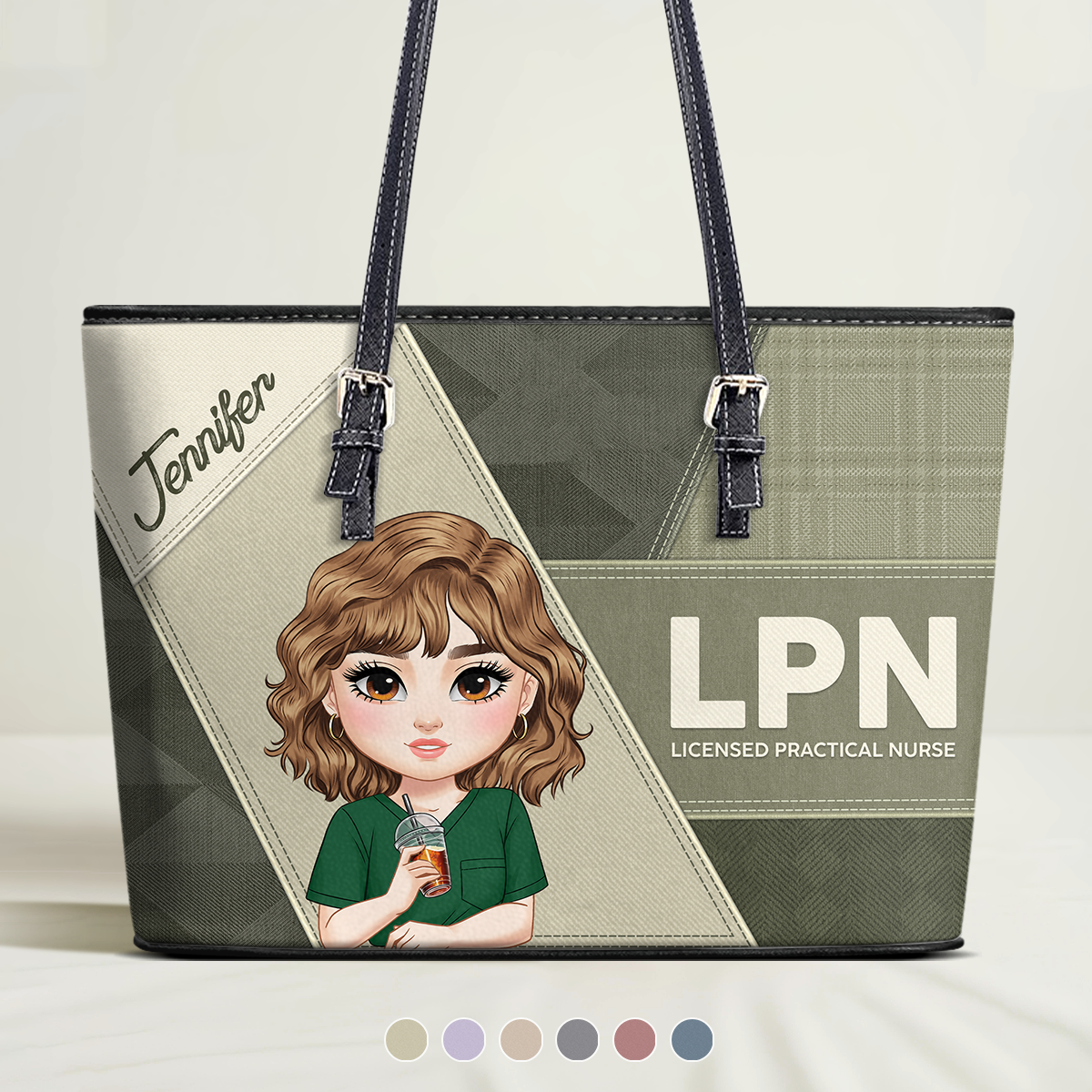 Lovely Smart Nurse - Personalized Custom Nurse Leather Tote Bag