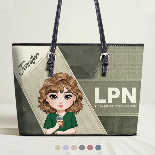 Lovely Smart Nurse - Personalized Custom Nurse Leather Tote Bag
