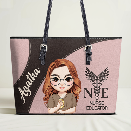 Charming Nurse - Personalized Custom Nurse Leather Tote Bag