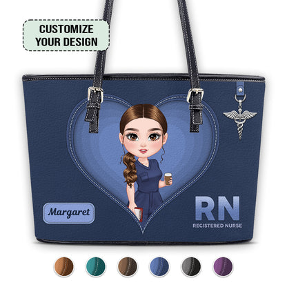 All Time Nurse - Personalized Custom Nurse Leather Tote Bag