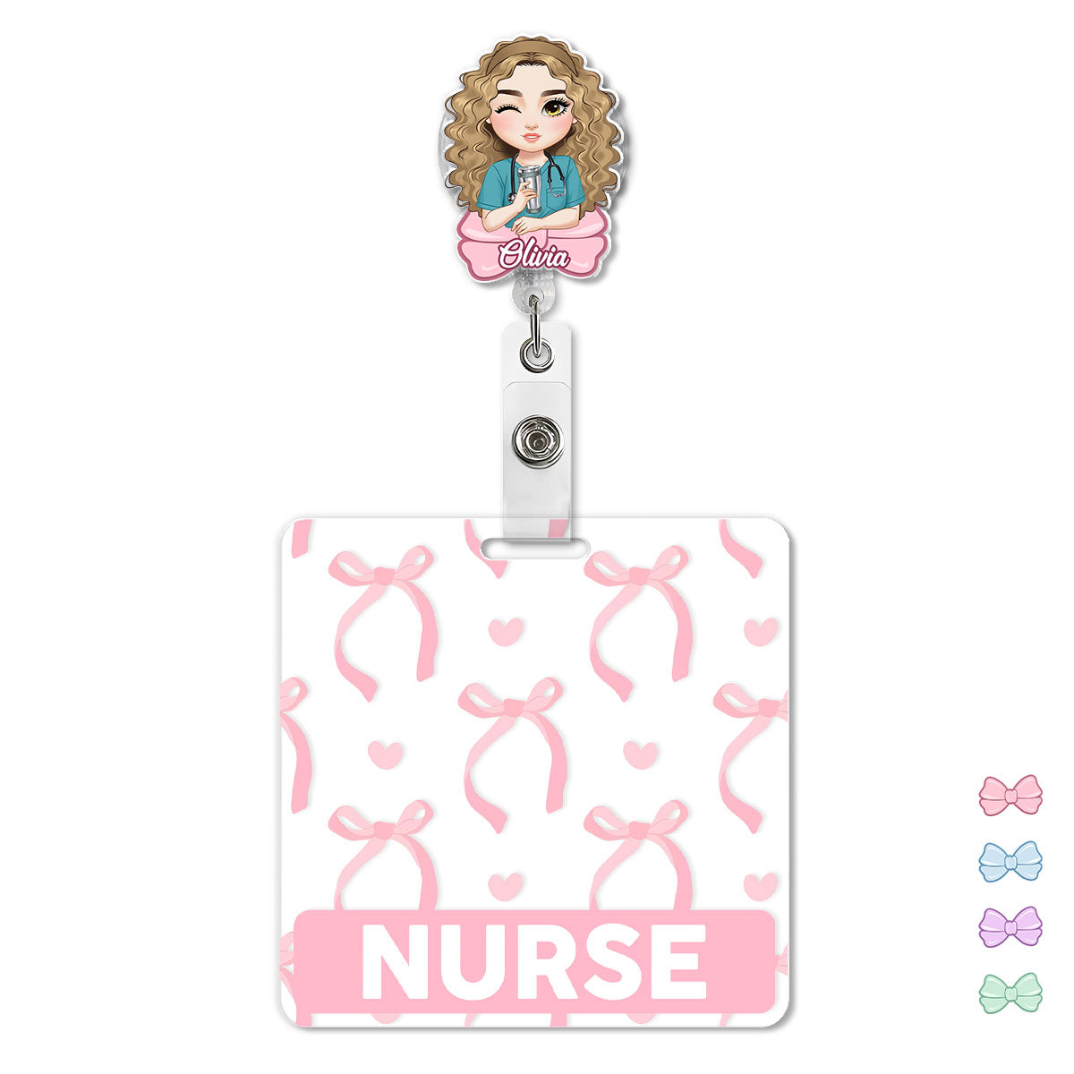 Bow Nurse - Personalized Nurse Badge Reel & Buddy Set