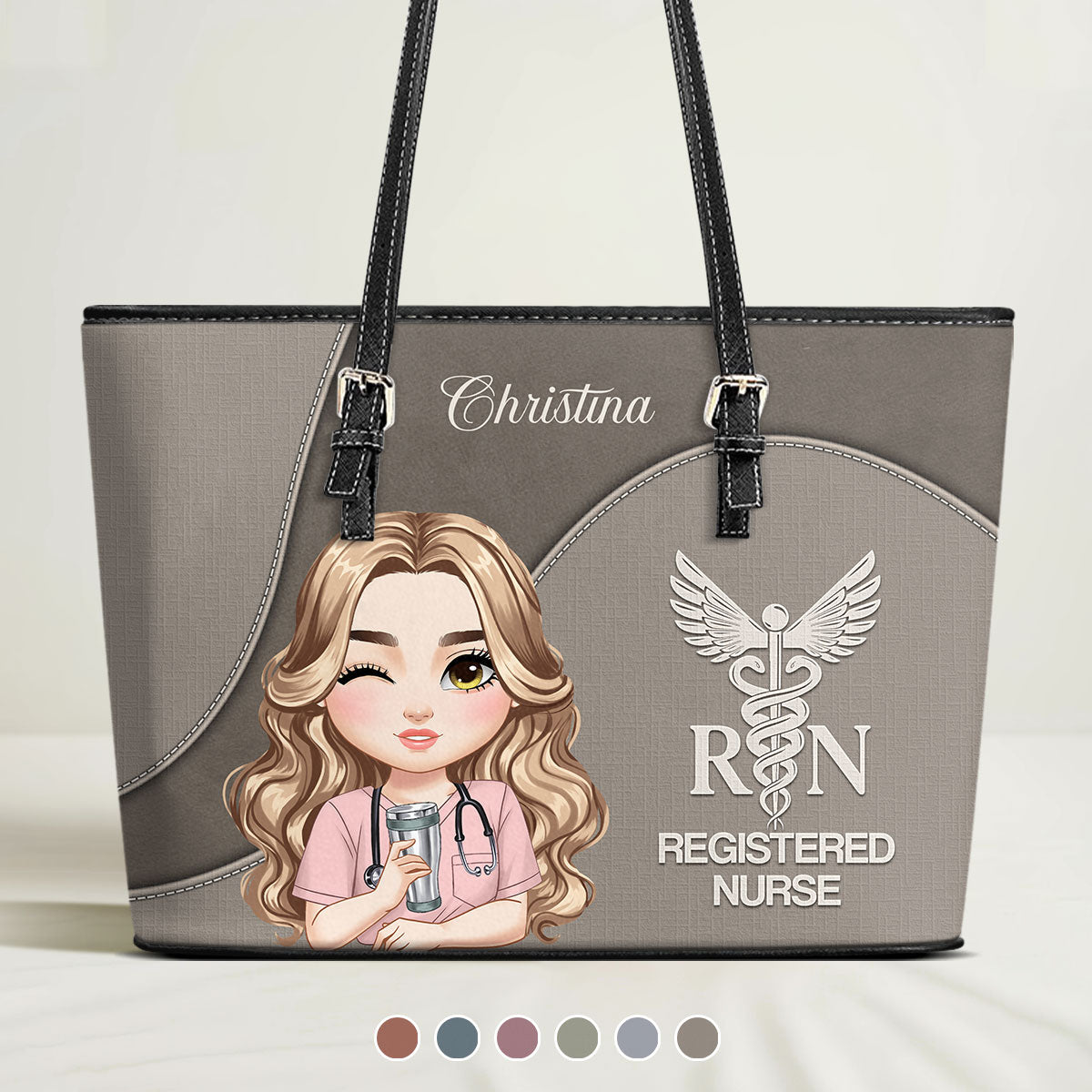Essential Nurse Life - Personalized Custom Nurse Leather Tote Bag