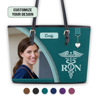 Simple Nurse Life Photo - Personalized Custom Nurse Leather Tote Bag