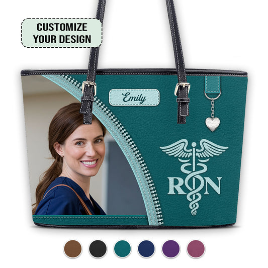 Simple Nurse Life Photo - Personalized Custom Nurse Leather Tote Bag
