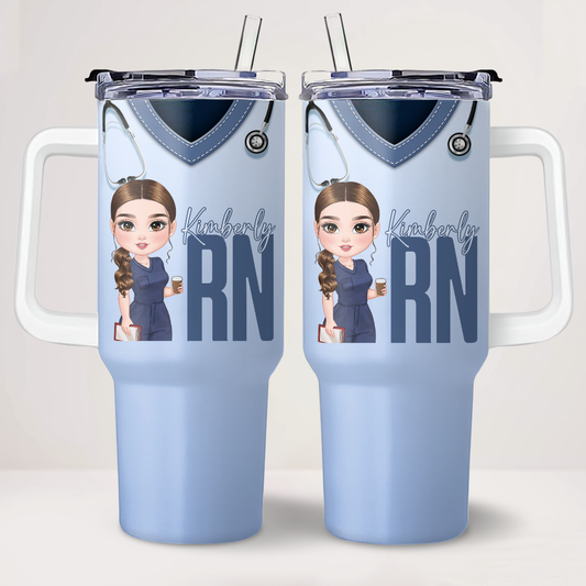 Scrub Awesome Life - Personalized Nurse 40oz Tumbler With Handle