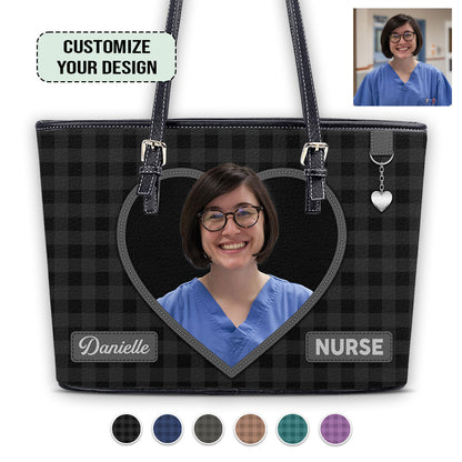 Daily Nurse Style Photo - Personalized Custom Nurse Leather Tote Bag 