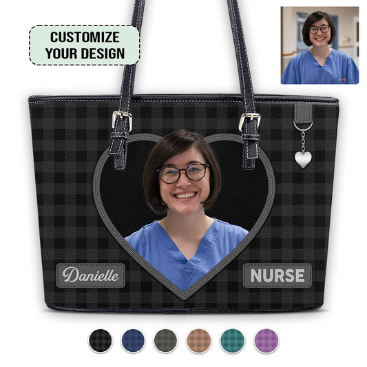 Daily Nurse Style Photo - Personalized Custom Nurse Leather Tote Bag 