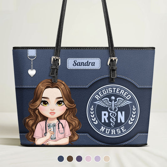 Classic Nurse Life - Personalized Custom Nurse Leather Tote Bag