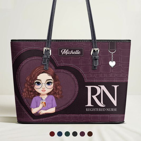 Dedicated Nurse Life - Personalized Custom Nurse Leather Tote Bag