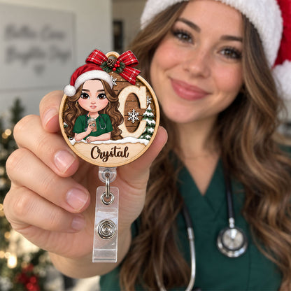Cozy Holiday For Nurse - Personalized Nurse Badge Reel
